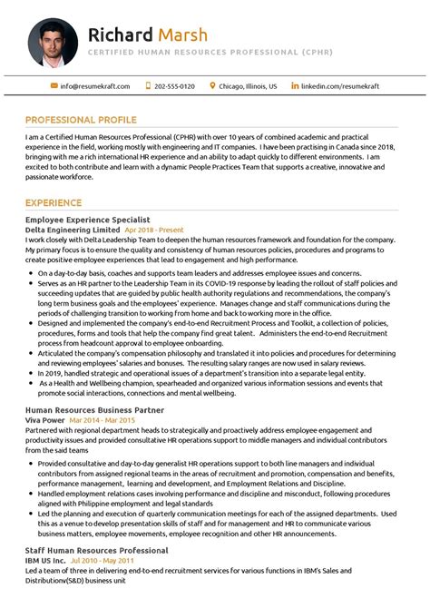 Professional Human Resources Resume Examples.